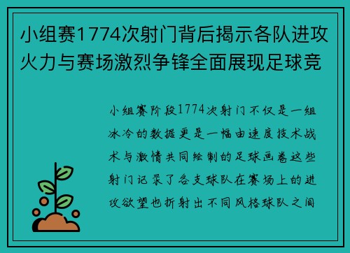 小组赛1774次射门背后揭示各队进攻火力与赛场激烈争锋全面展现足球竞技魅力